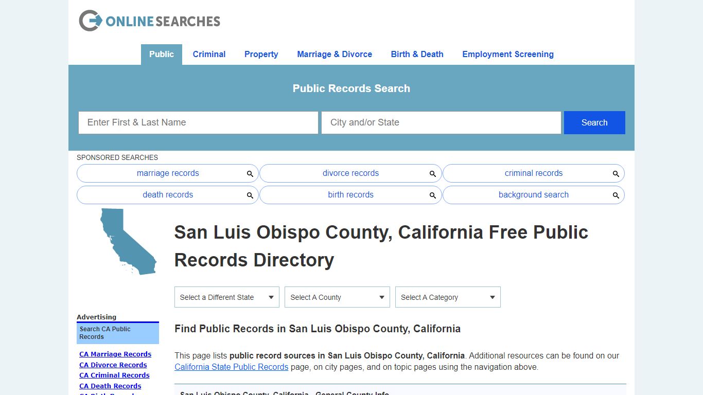 San Luis Obispo County, California Public Records Directory